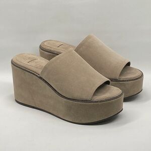 Brunello Cucinelli Suede Monili Platform Slide Sandals size 38